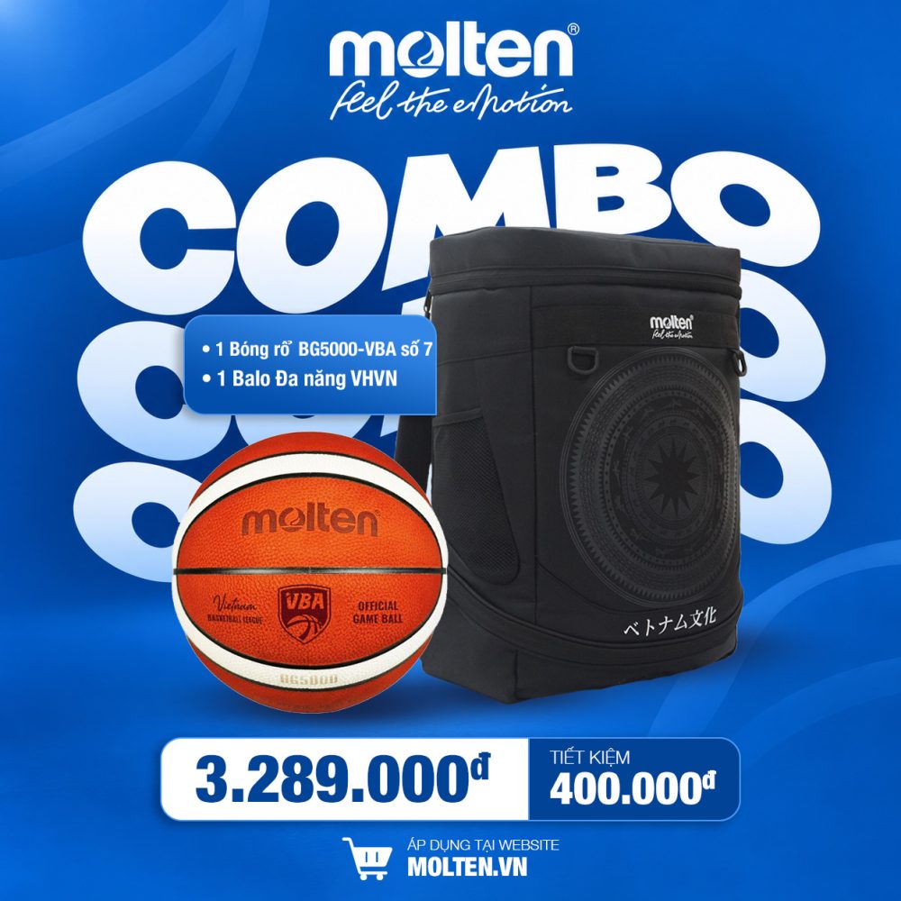 COMBO Bóng rổ BG5000-VBA số 7 + Balo VHVN Đen/Đỏ/Xanh